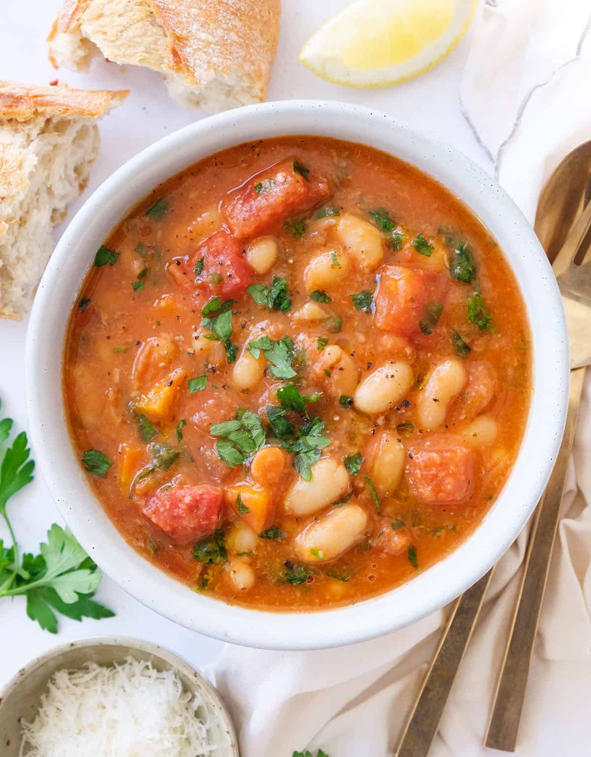 Rich White Bean Tomato Soup: Secret to its Savory Depth & Bright Finish